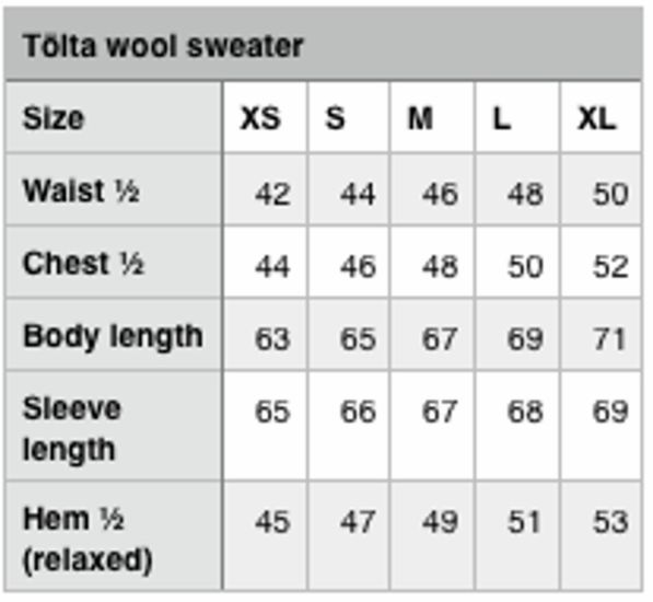 karlslund-tölta-uldsweater-størrelsesskema